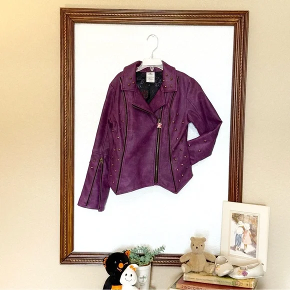 Disney Store NWOT Descendants 2 Mal CosPlay Faux Leather Studded Purple Jacket - Picture 1 of 11